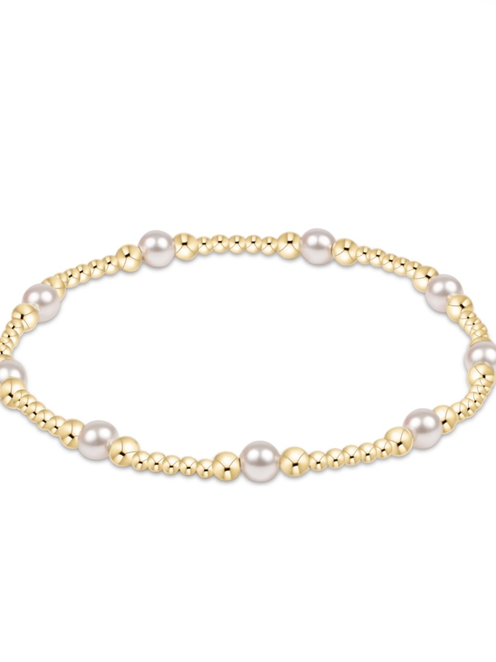 Enewton Women’s Purpose Pearl 4mm Gold Beaded Stretch Bracelet